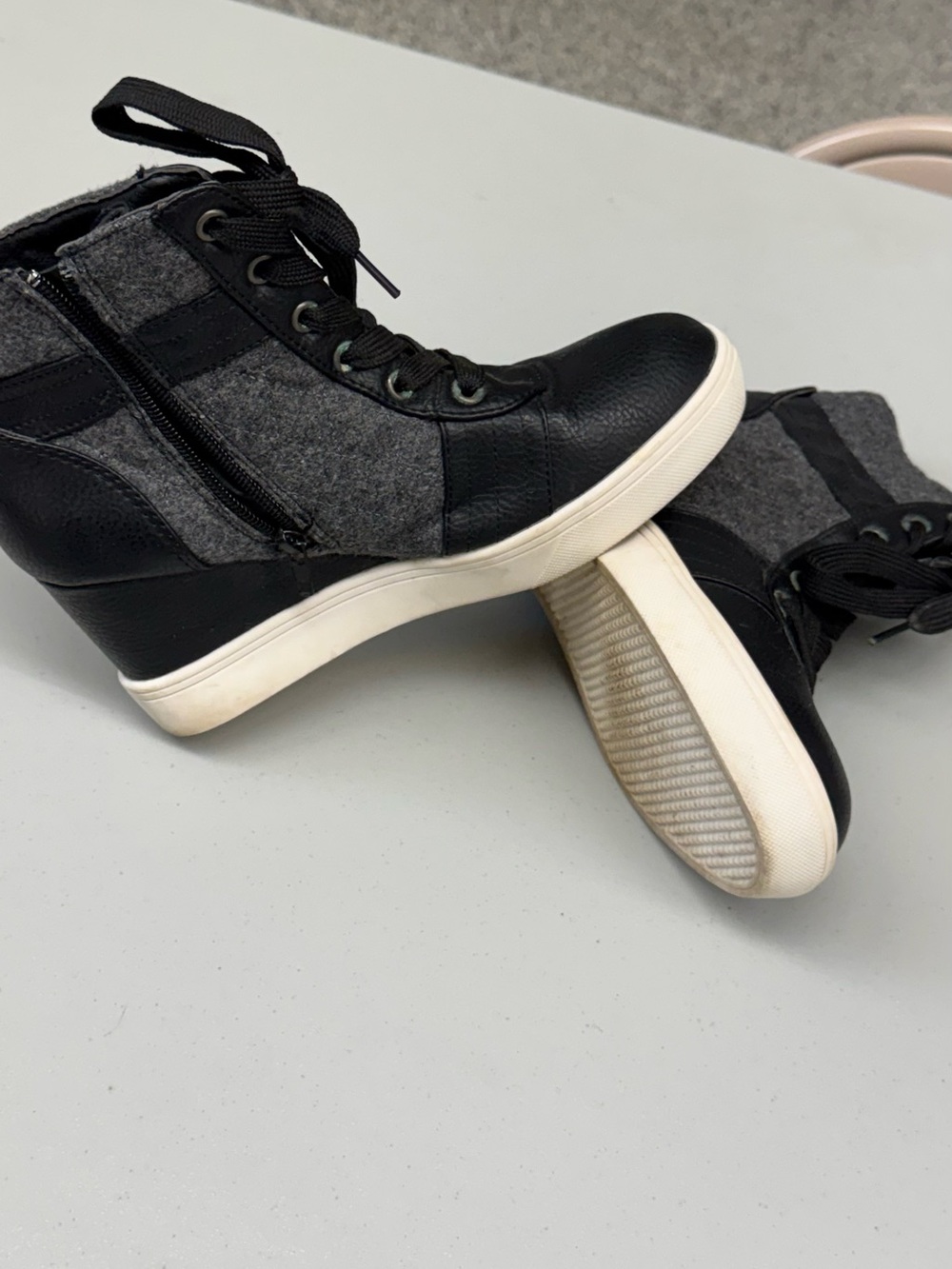 Tiffany & Co. Black and Gray Wedge High-Top Sneakers